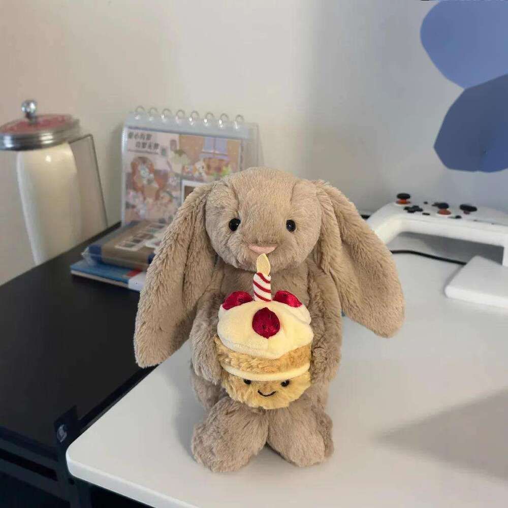 Dolls jellys cat New Hing Bonnie Toy Birthday Cake Plush Shy Rabbit Cute Soothing Doll Bashful Beige Bunny 'Birthday' - Image 1