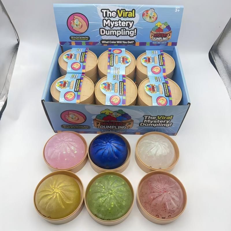 Colorful Dumpling Squishes NeeDoh Stress Balls Fidget Sensory Toys Simulation Food Squishies Bun with Steamer Squeeze Dough Ball Gifts - Image 2