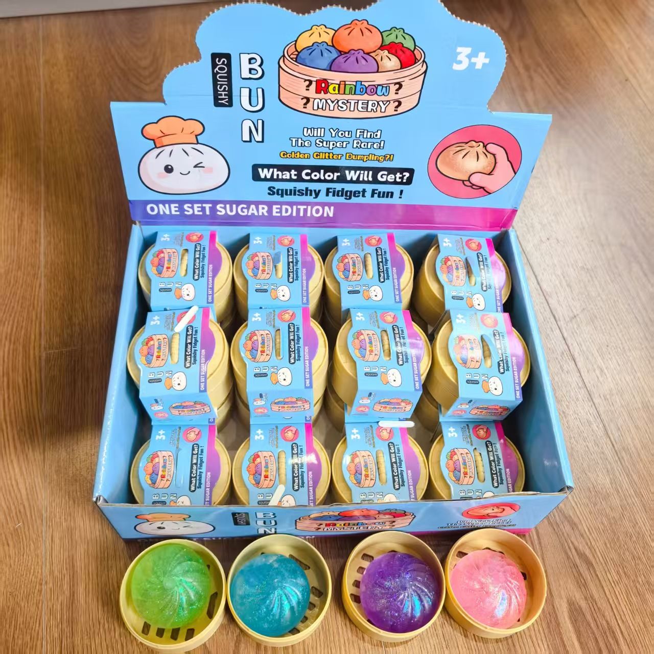Colorful Dumpling Squishes NeeDoh Stress Balls Fidget Sensory Toys Simulation Food Squishies Bun with Steamer Squeeze Dough Ball Gifts - Image 4