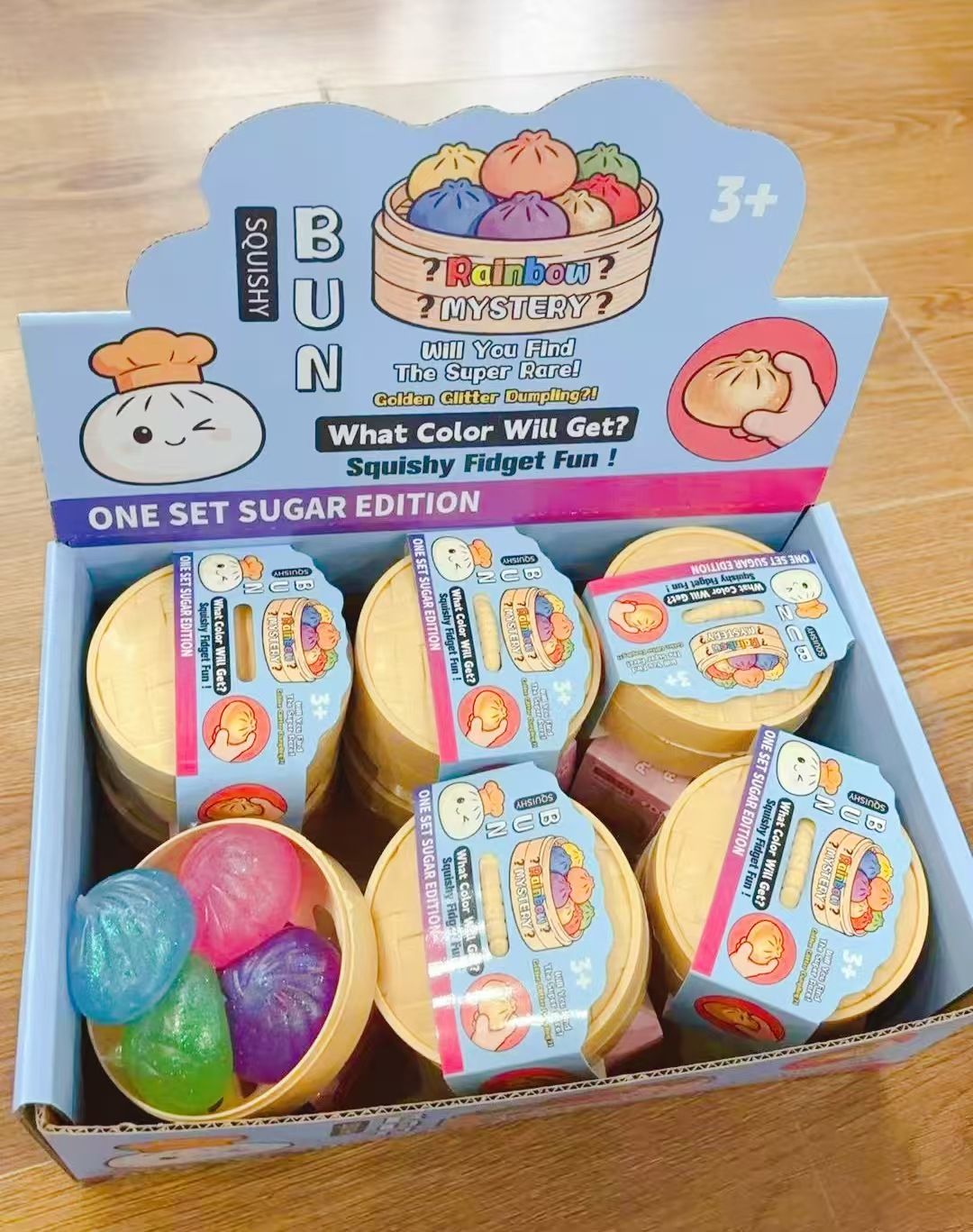 Colorful Dumpling Squishes NeeDoh Stress Balls Fidget Sensory Toys Simulation Food Squishies Bun with Steamer Squeeze Dough Ball Gifts - Image 5