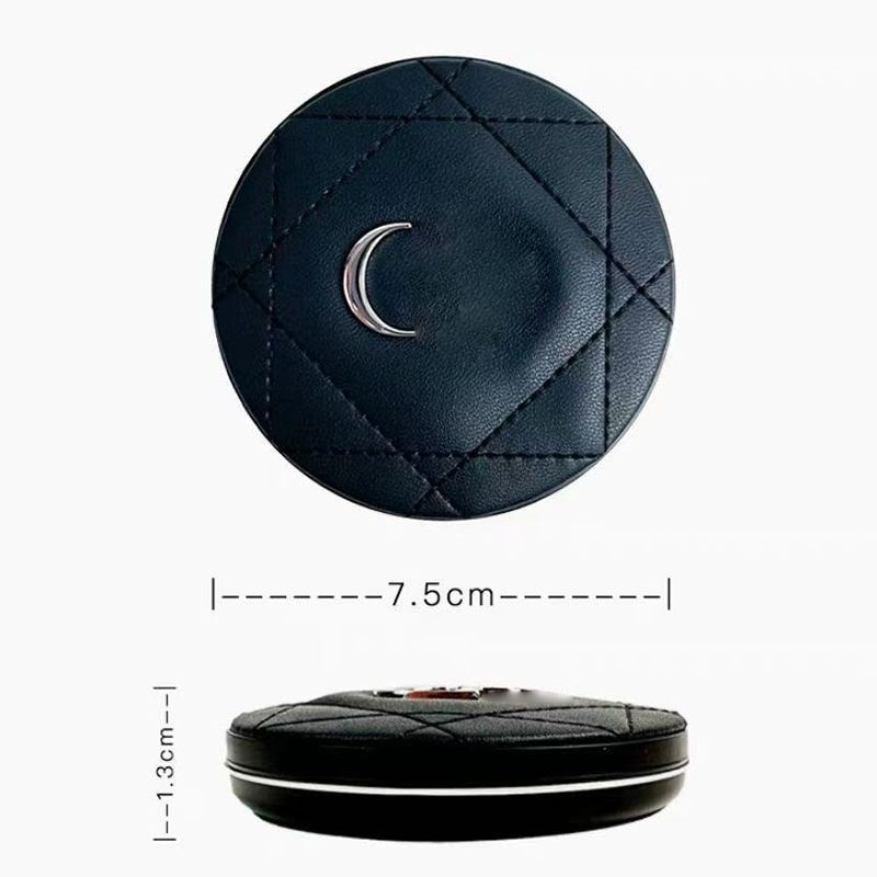 Round Folding Double Facettes Makeup Mirror - Portable Compact Square Cosmetic Mirrors with Storage Box - Image 2