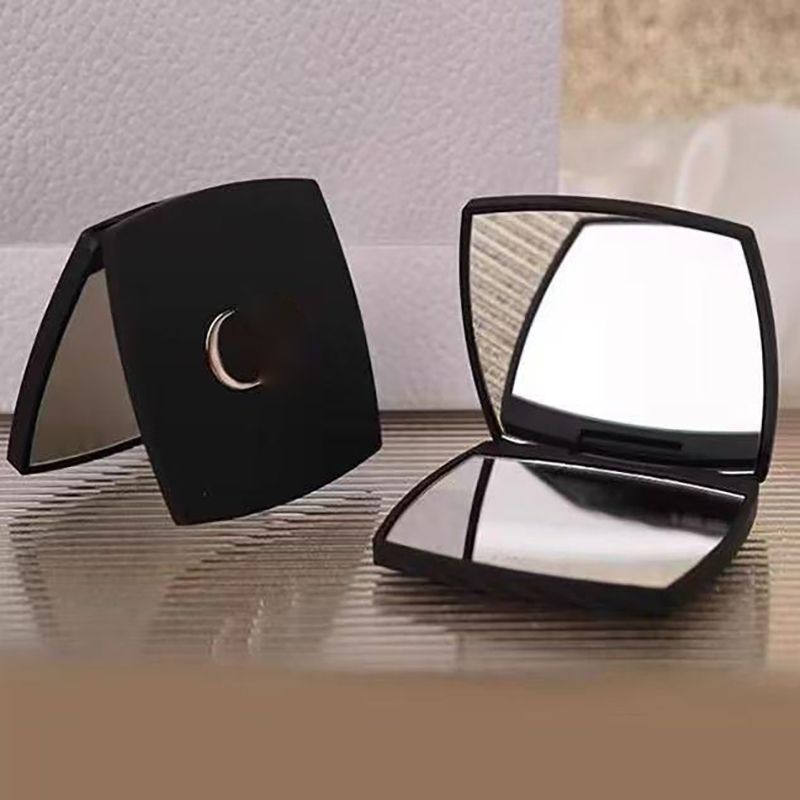 Round Folding Double Facettes Makeup Mirror - Portable Compact Square Cosmetic Mirrors with Storage Box - Image 4