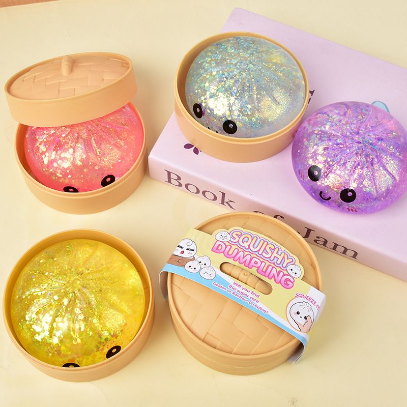 Taba 8.5CM Giant Dumpling Squishies - Glitter Stress Balls Mystery Box - Colorful Sensory Fidget Toy - Soft TPR Squeeze for Relaxation and Anxiety Relief - Image 3