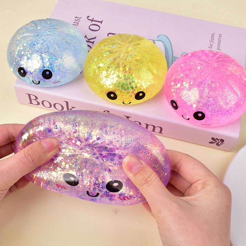 Taba 8.5CM Giant Dumpling Squishies - Glitter Stress Balls Mystery Box - Colorful Sensory Fidget Toy - Soft TPR Squeeze for Relaxation and Anxiety Relief - Image 5