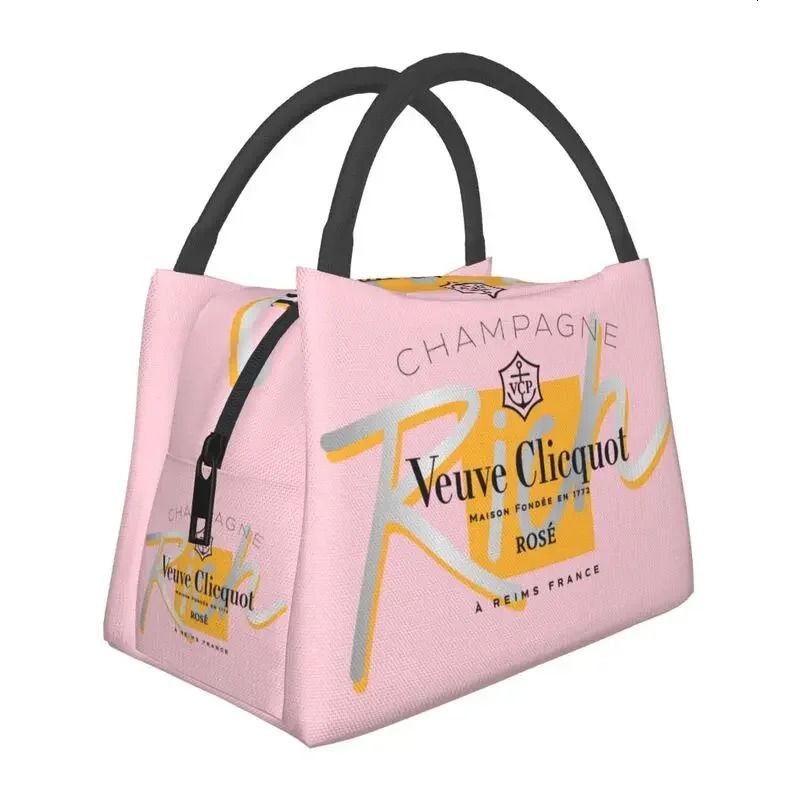Clicquot Insulated Lunch Bags for Women Resuable Champagne Cooler Thermal Bento Box Work Picnic 240320 - Image 1