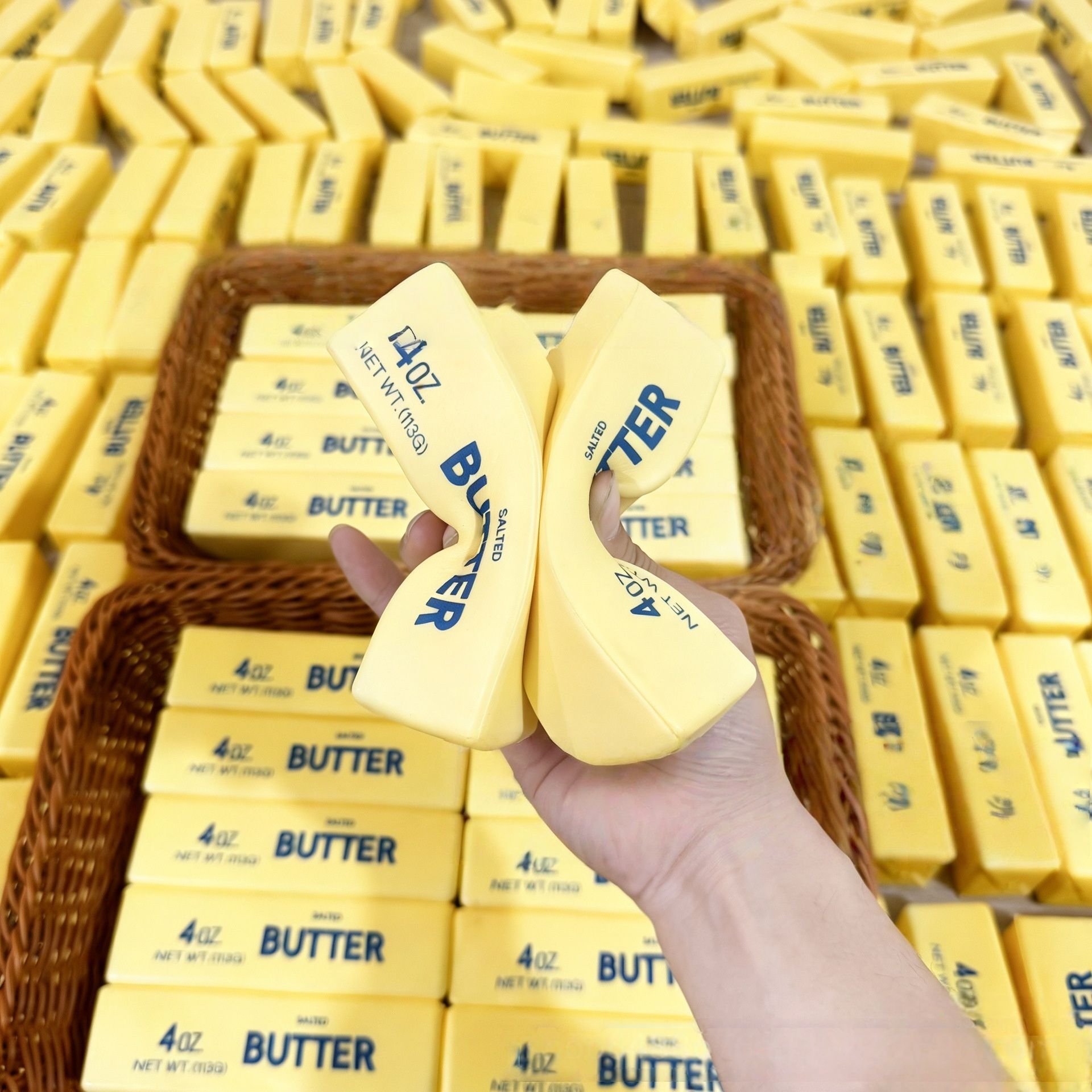 Butter Squezz Squishy Butter Stick Fun Squeezing Toy, Elastic Cheese Stick, Stress and Anxiety Relief Game Decompression Toy - Image 1