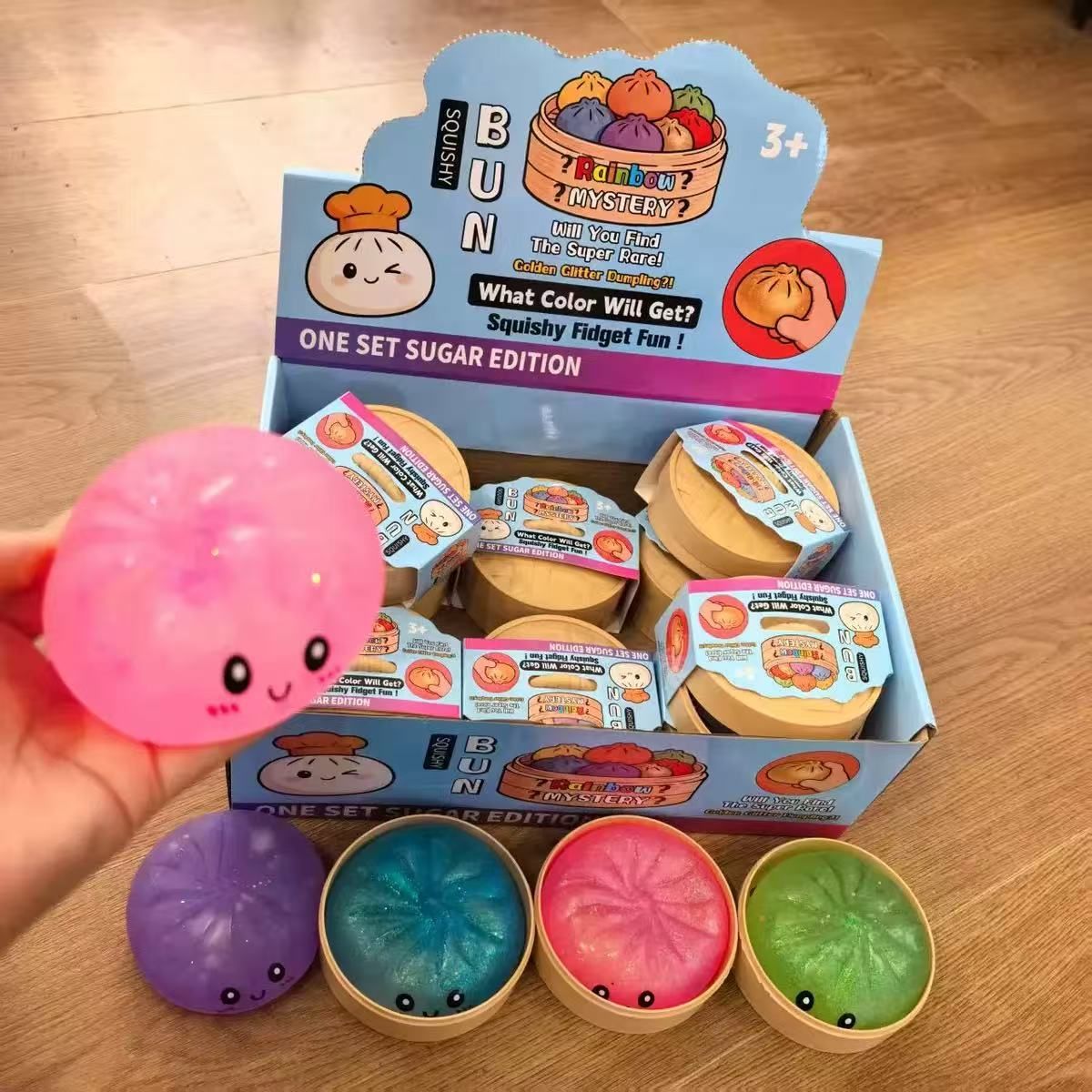 Rainbow Dumpling Squishies Soft Slow Rebound Sensory Squeeze Toy Relief Anxiety Fidget Stress Ball - Image 1