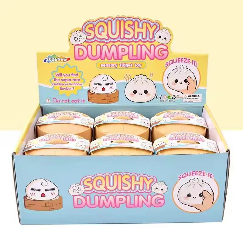 Colorful Glitter Dumpling Stress Balls - Sensory Squeeze Toy for Relaxation and Stress Relief - Food Squishy Bun Steamer Shape Gift - Image 1