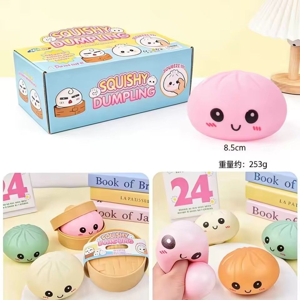 Colorful Glitter Dumpling Stress Balls - Sensory Squeeze Toy for Relaxation and Stress Relief - Food Squishy Bun Steamer Shape Gift - Image 5