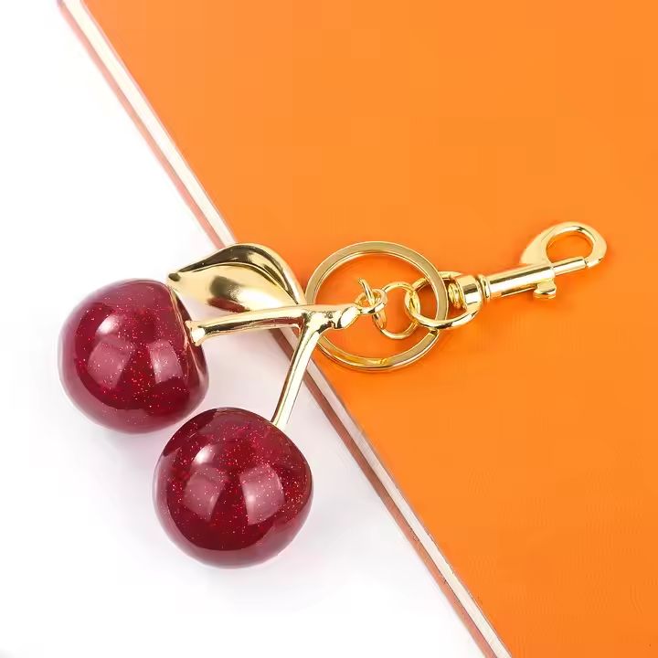 Custom Crystal Keychain Female Charm Keyring Beautiful Car Keychain 3D Crystal Cherry Keychain - Image 2
