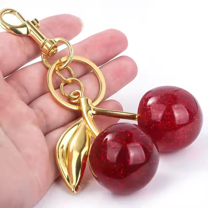 Custom Crystal Keychain Female Charm Keyring Beautiful Car Keychain 3D Crystal Cherry Keychain - Image 5