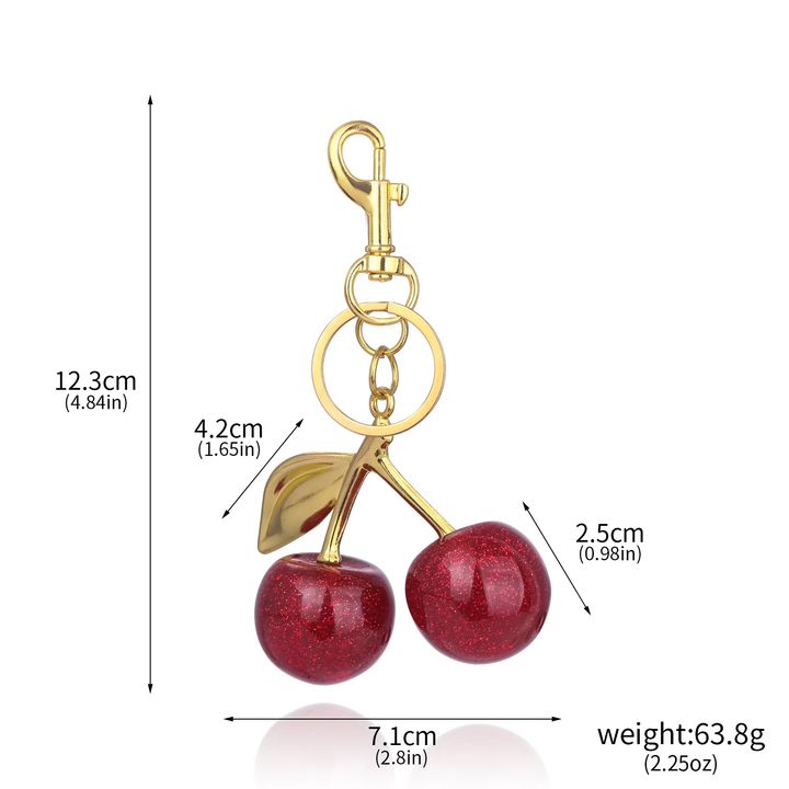 Custom Crystal Keychain Female Charm Keyring Beautiful Car Keychain 3D Crystal Cherry Keychain - Image 3