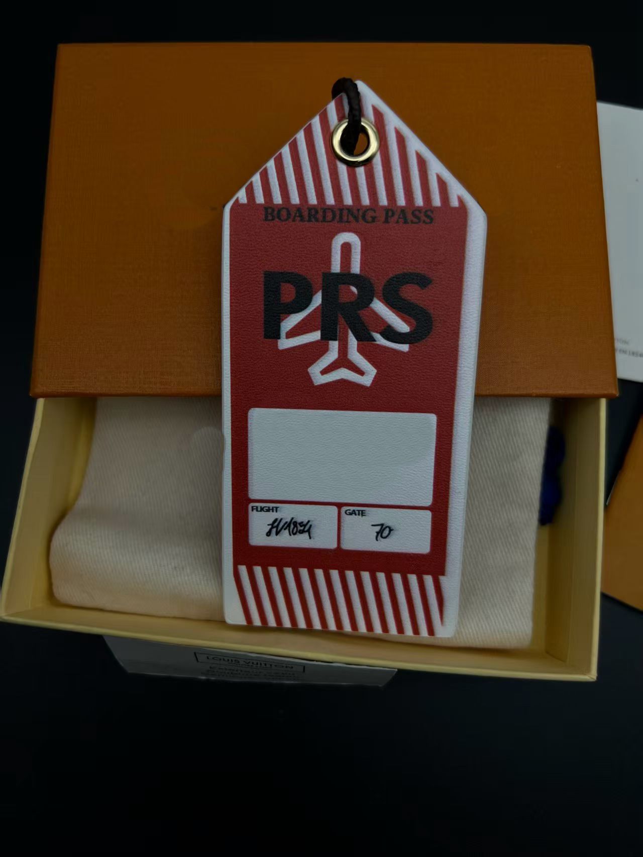 Red White Stripe Boarding Pass Style PU Leather Luggage Tag With Leather Strap & Gold Tone Hook Chic Travel Accessory Gift For Her - Image 3