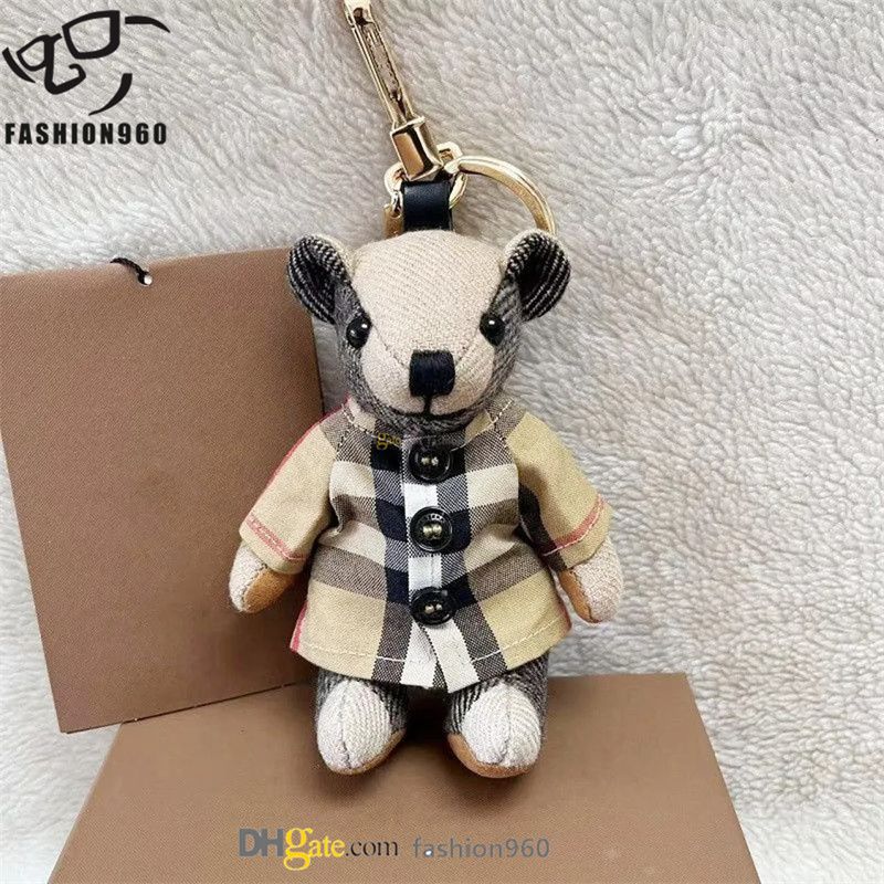 Thomas Leather Keychains - Classic Bear Handbag Charm with Retro Letters - Casual Trench Coat Purse Accessory - Pure Color Designer Key Chain - Image 2