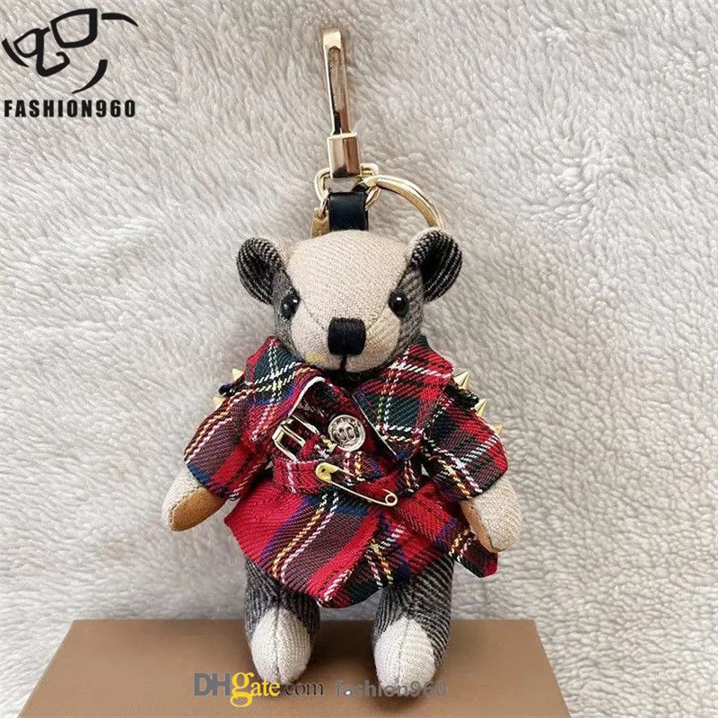 Thomas Leather Keychains - Classic Bear Handbag Charm with Retro Letters - Casual Trench Coat Purse Accessory - Pure Color Designer Key Chain - Image 3