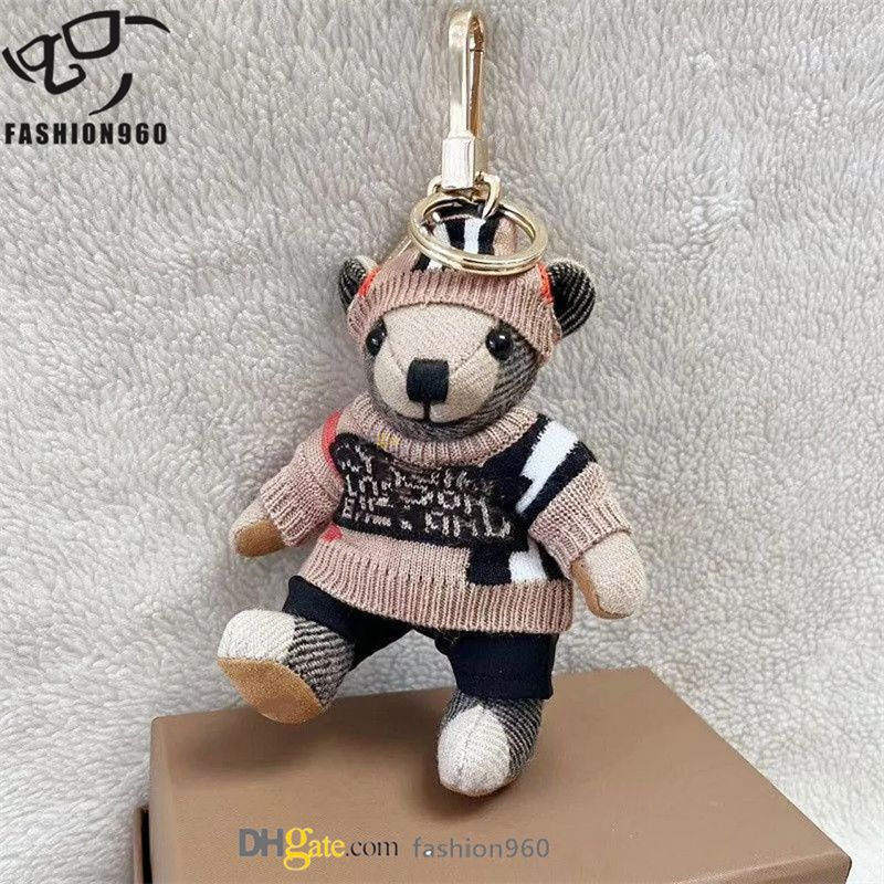 Thomas Leather Keychains - Classic Bear Handbag Charm with Retro Letters - Casual Trench Coat Purse Accessory - Pure Color Designer Key Chain - Image 1