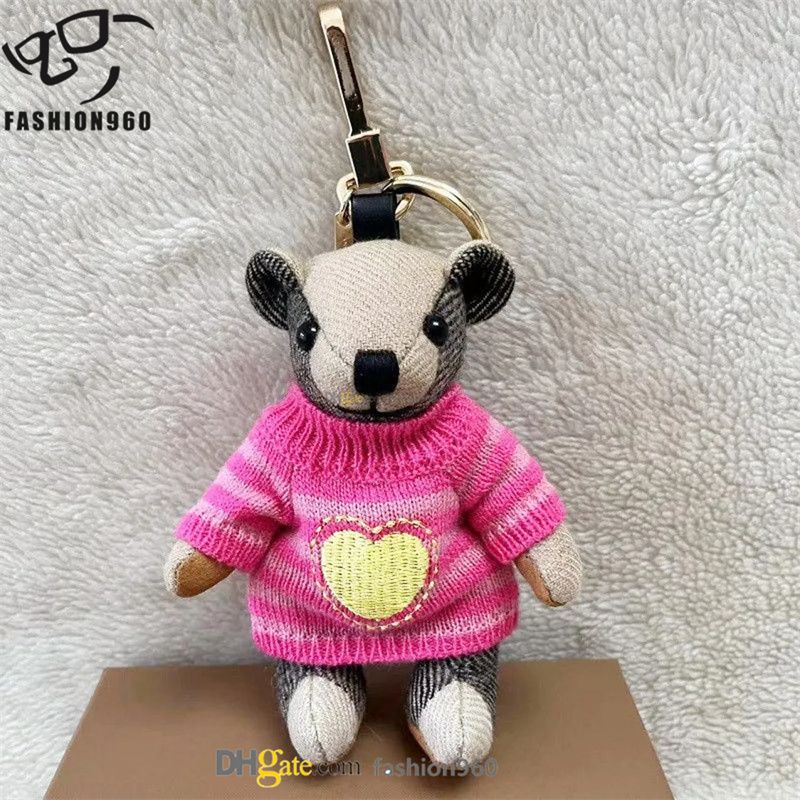 Thomas Leather Keychains - Classic Bear Handbag Charm with Retro Letters - Casual Trench Coat Purse Accessory - Pure Color Designer Key Chain - Image 4