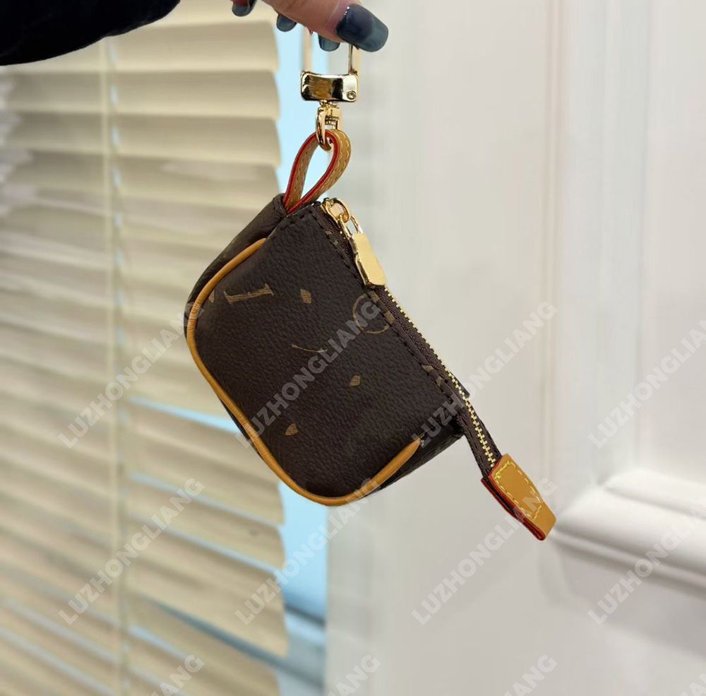 2025 high-end designer denim leather wallet keychain pendant bag accessory Valentine's Day gift cute coin purse charm - Image 3