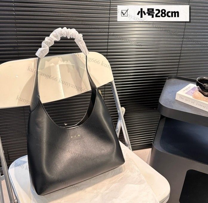 Designer brooklyn Explosion New Womens Key Hobo Handbag Black Grained Calfskin Suede Lining Hook Closure Padlock Fashionably Slouchy Silhouette - Image 2