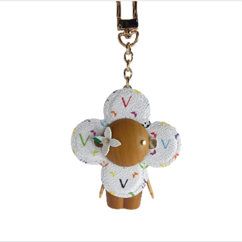Luxury Bag charms designer wallet flower doll wood keyring lanyards decoration fashion men women bag decor gift key buckle simple keychain - Image 5