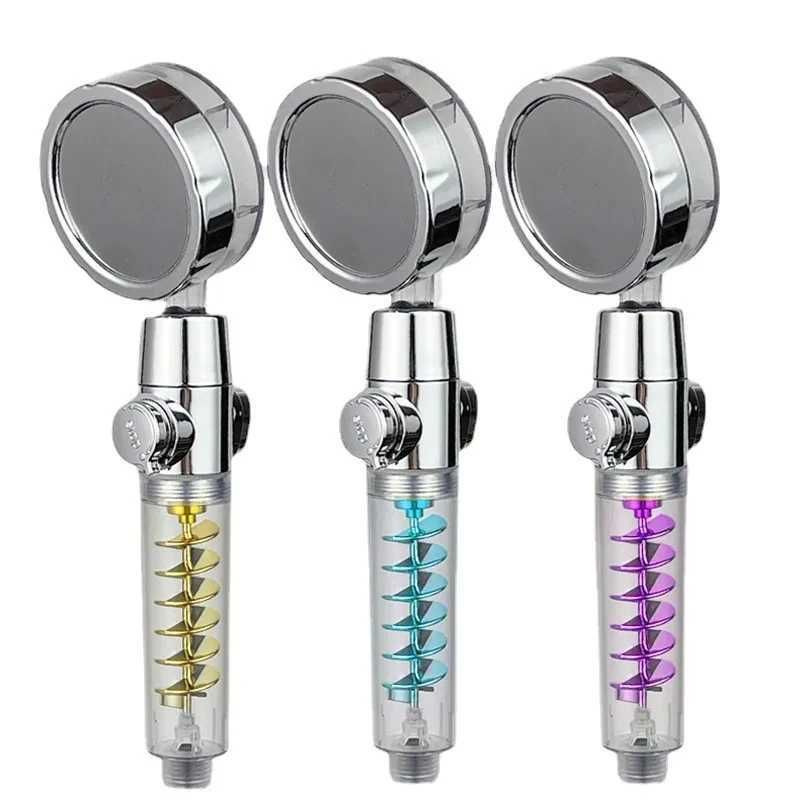 New High Pressure Shower Head Twin Turbocharged Shower Head Handheld Turbo Fan Propeller Shower One-key Stop Massage Showerhead C251220 - Image 2