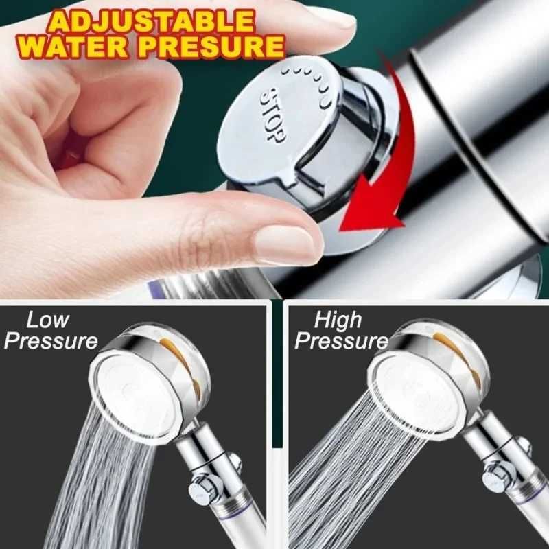 New High Pressure Shower Head Twin Turbocharged Shower Head Handheld Turbo Fan Propeller Shower One-key Stop Massage Showerhead C251220 - Image 3
