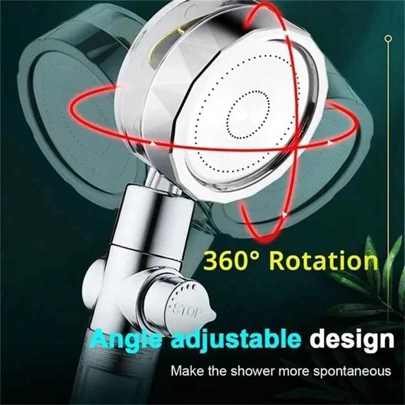 New High Pressure Shower Head Twin Turbocharged Shower Head Handheld Turbo Fan Propeller Shower One-key Stop Massage Showerhead C251220 - Image 4