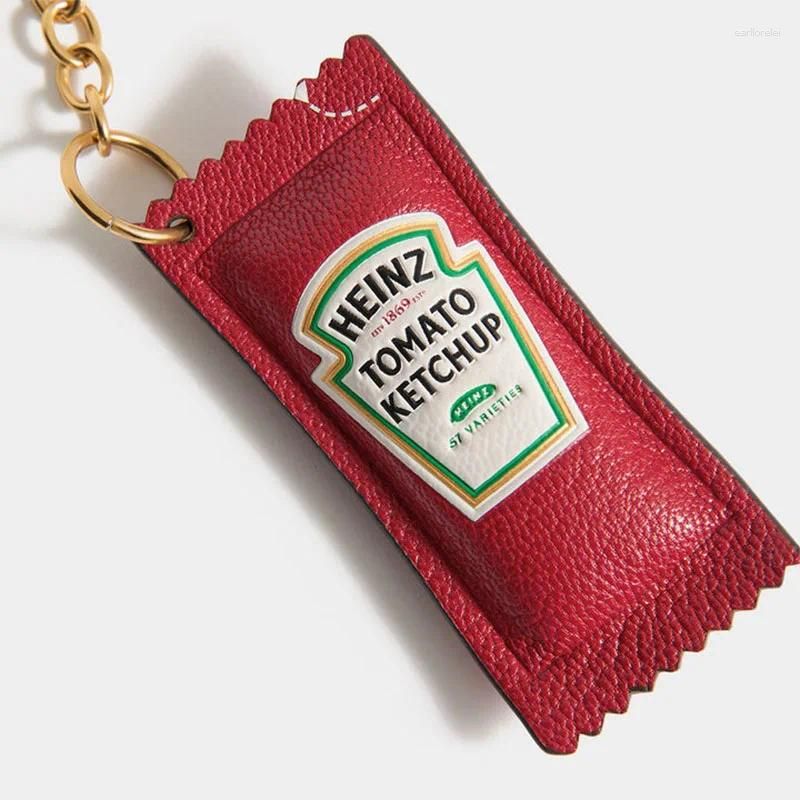 Cute Ketchup Bottle Keychain Creative Simulation Food Sauce Pendant Charm For Women Girls Bag Car Key Ring Ornament Gifts - Image 1