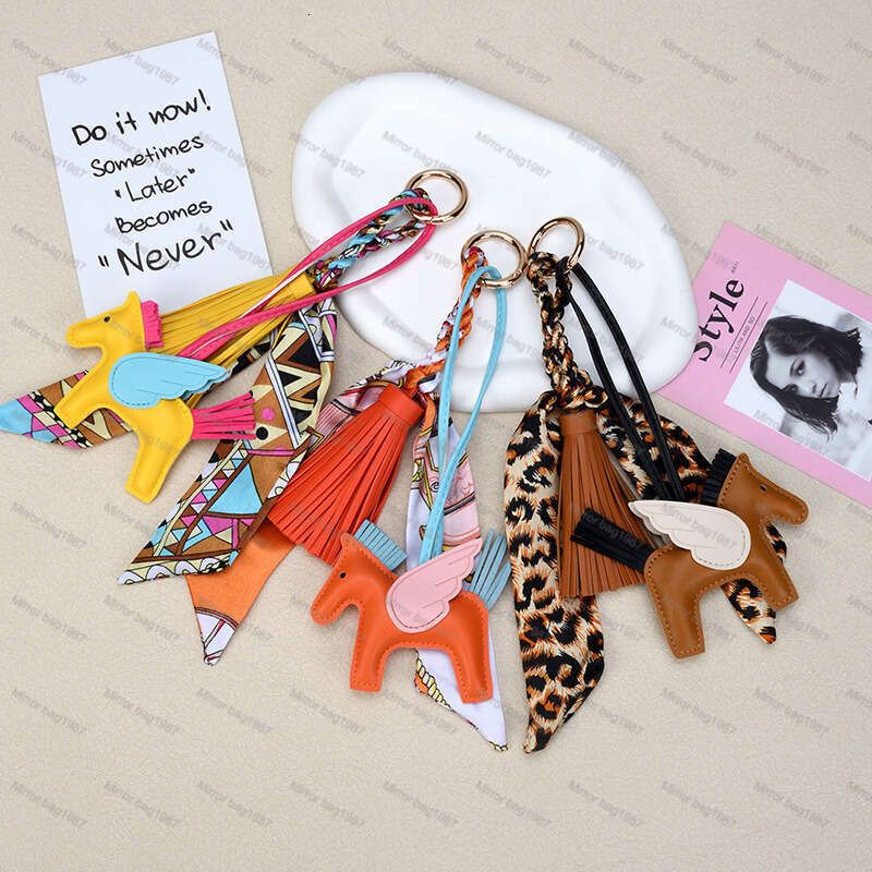 Key Rings Ribbon MPPM Trendy Designer PU Leather Flying Horse Keychain Pony Pendant Decoration For Ladies Bag Charm Accessories - Image 1