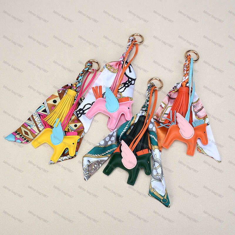 Key Rings Ribbon MPPM Trendy Designer PU Leather Flying Horse Keychain Pony Pendant Decoration For Ladies Bag Charm Accessories - Image 2