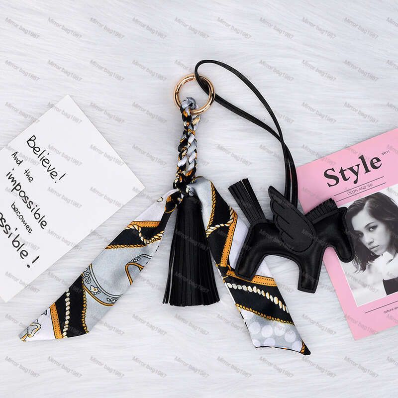 Key Rings Ribbon MPPM Trendy Designer PU Leather Flying Horse Keychain Pony Pendant Decoration For Ladies Bag Charm Accessories - Image 5