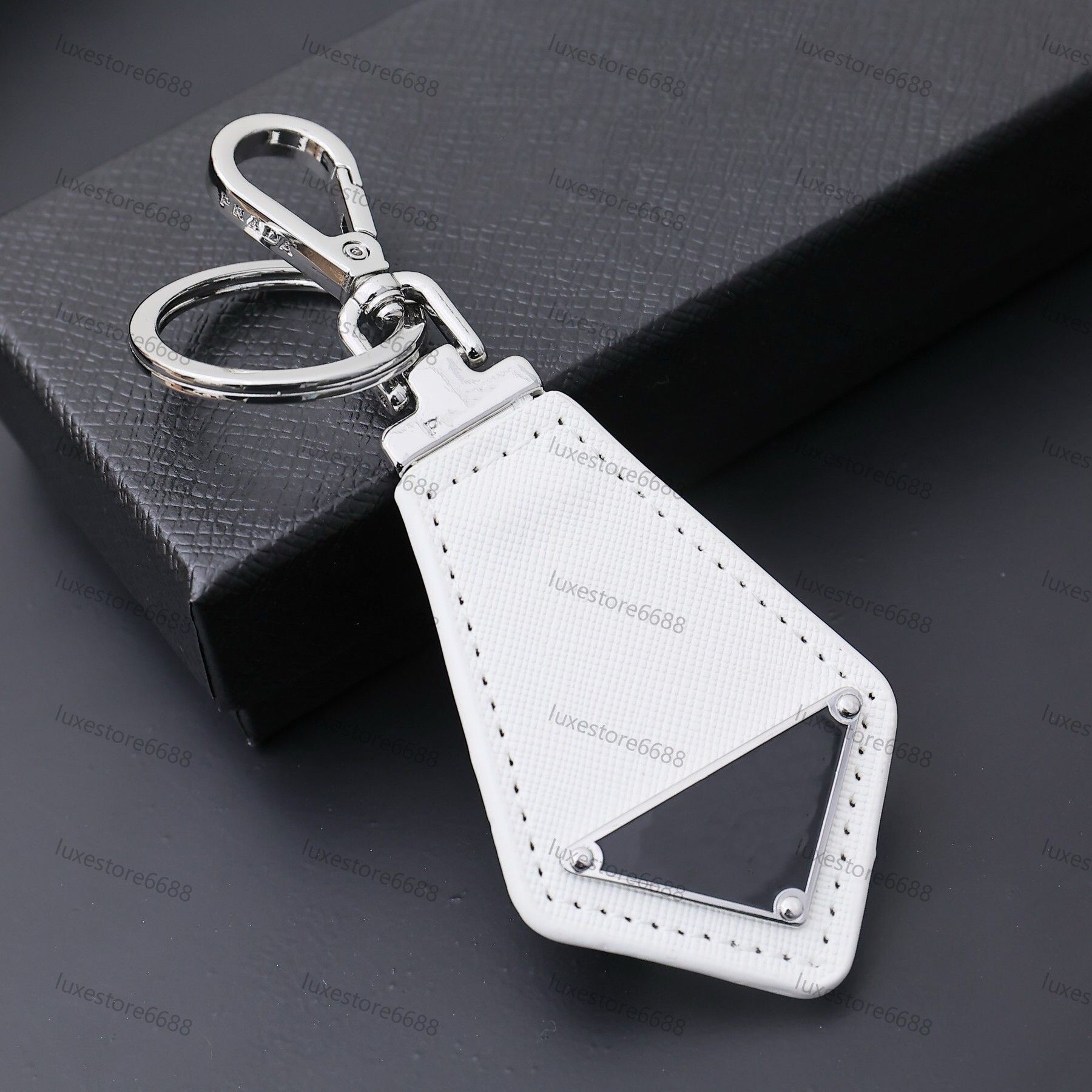 Luxury Leather Keychain with Triangle Gold Plated Lanyard - Fashionable Car Keychains for Men & Women - Gift for Key Bag - Image 2