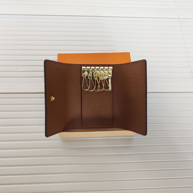High Quality Genuine Leather Key Wallets Brown wer famous classical designer women 6 holder purse men card holders Hasp imitation wallet key ring 2023 - Image 2