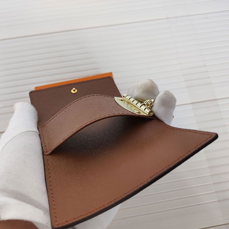 High Quality Genuine Leather Key Wallets Brown wer famous classical designer women 6 holder purse men card holders Hasp imitation wallet key ring 2023 - Image 3