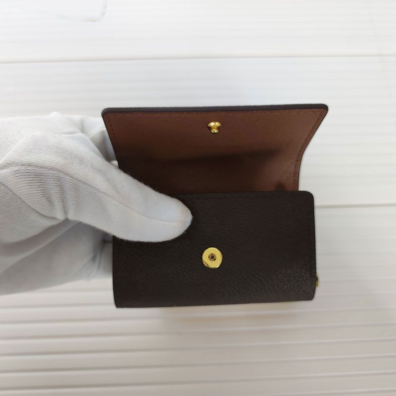 High Quality Genuine Leather Key Wallets Brown wer famous classical designer women 6 holder purse men card holders Hasp imitation wallet key ring 2023 - Image 5