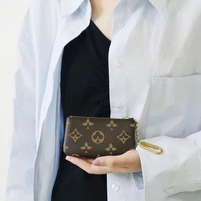 Designers wallets Women card holder small zippy wallets key coin purse Brown flower M62650 poke key chain Genuine Leather luxury men Designer Key pouch - Image 3