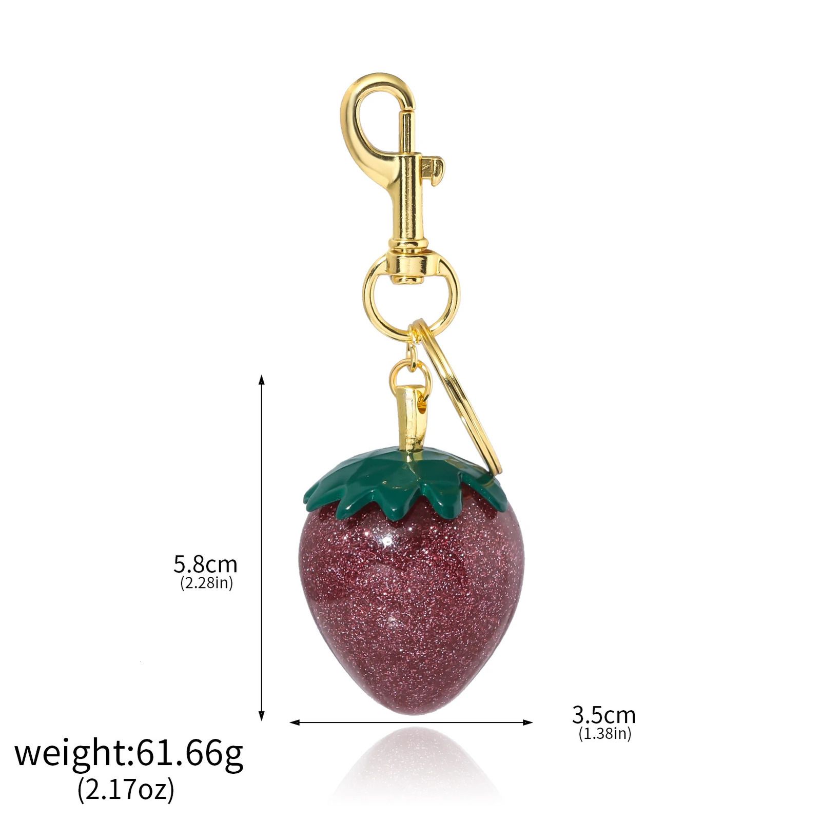 Glitter Strawberry Charm Keychain Exquisite Red Crystal Cherry Apple Key Chain for Women Bag Purse Pendant Accessories Gift - Image 5