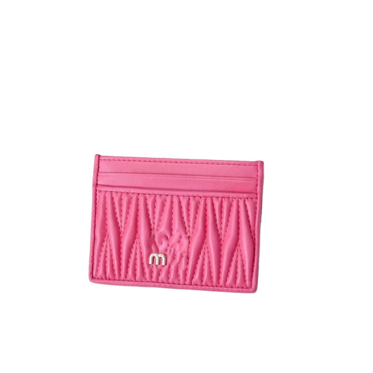 Designer Wallet Genuine Leather Credit Card Holder - Cowhide Mini Purse with Gold Hasp, Striped Business Card Bag for Casual Unisex Use - Image 2