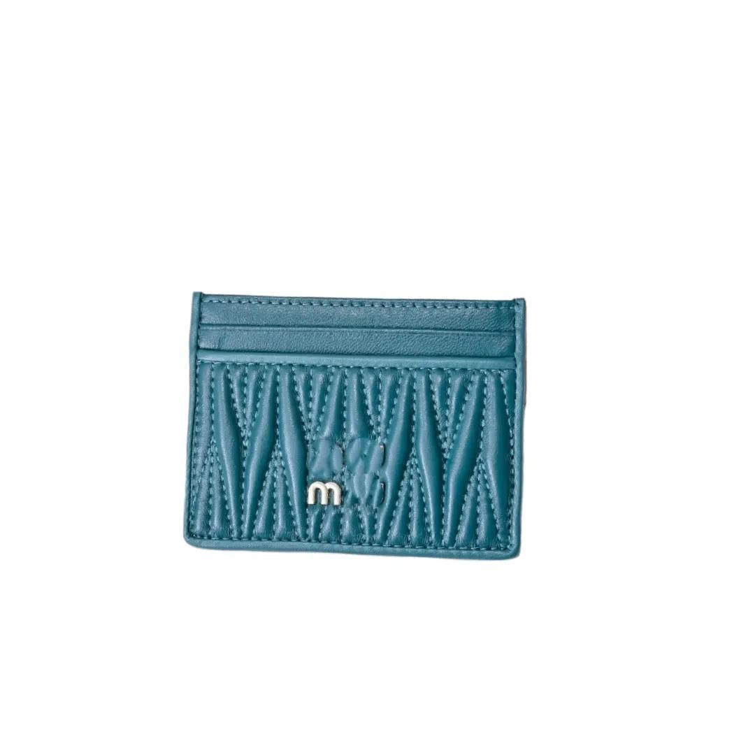 Designer Wallet Genuine Leather Credit Card Holder - Cowhide Mini Purse with Gold Hasp, Striped Business Card Bag for Casual Unisex Use - Image 5