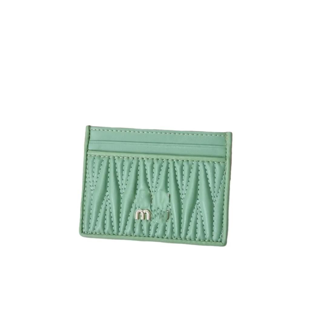 Designer Wallet Genuine Leather Credit Card Holder - Cowhide Mini Purse with Gold Hasp, Striped Business Card Bag for Casual Unisex Use - Image 4