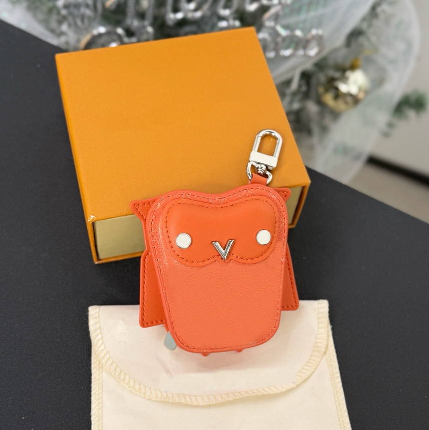Luxury Bag Charm Leather Mini Owl bag Keychains Pendants Wallet headset Keyring Designer Cute Animal Owl Coin Purse Key Holder gift 7 Colors - Image 1