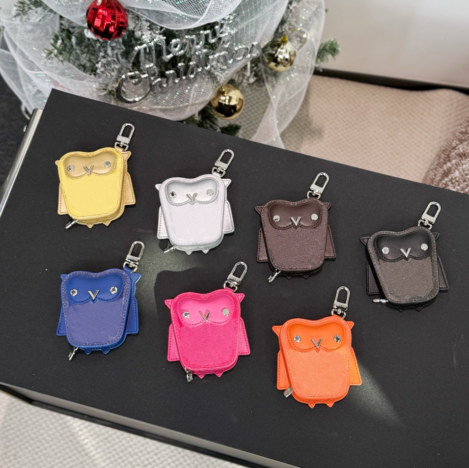 Luxury Bag Charm Leather Mini Owl bag Keychains Pendants Wallet headset Keyring Designer Cute Animal Owl Coin Purse Key Holder gift 7 Colors - Image 2