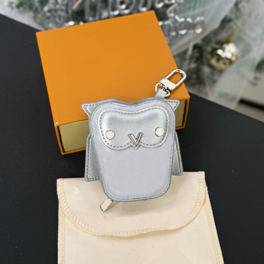 Luxury Bag Charm Leather Mini Owl bag Keychains Pendants Wallet headset Keyring Designer Cute Animal Owl Coin Purse Key Holder gift 7 Colors - Image 5