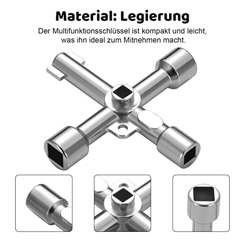 2 pieces 4-way control cabinet key, multifunctional key, torque wrench, cross wrench, universal 4-way key for electric cabinet, gas meter cabinets - Image 14