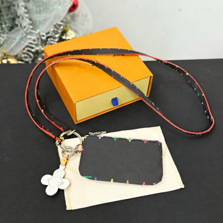 Sunflower charm phone chain bag Luxury Leather Lanyard Strap Men women coin wallets Fashion key chain Pendant charm purse High quality - Image 3