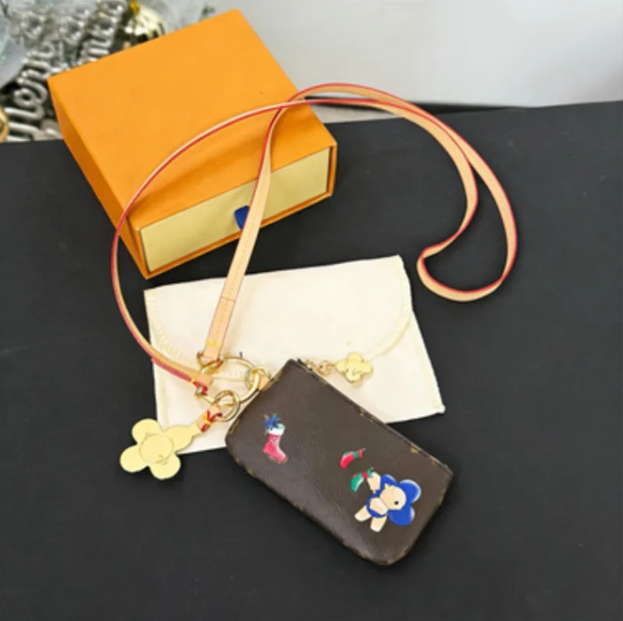 Sunflower charm phone chain bag Luxury Leather Lanyard Strap Men women coin wallets Fashion key chain Pendant charm purse High quality - Image 5