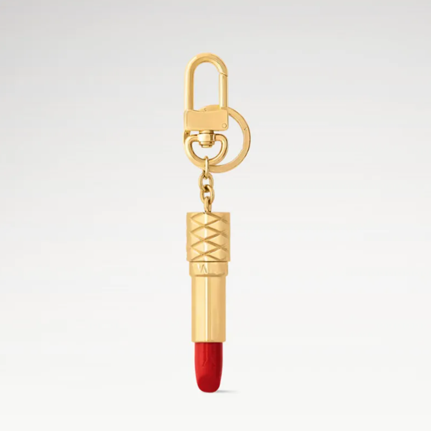 New Luxury Lipstick Keychains 18K Gold Lipstick Car Keyring Charms Fashion Designer Lanyards Key Rings Bags Pendant High Quality Accessories - Image 2