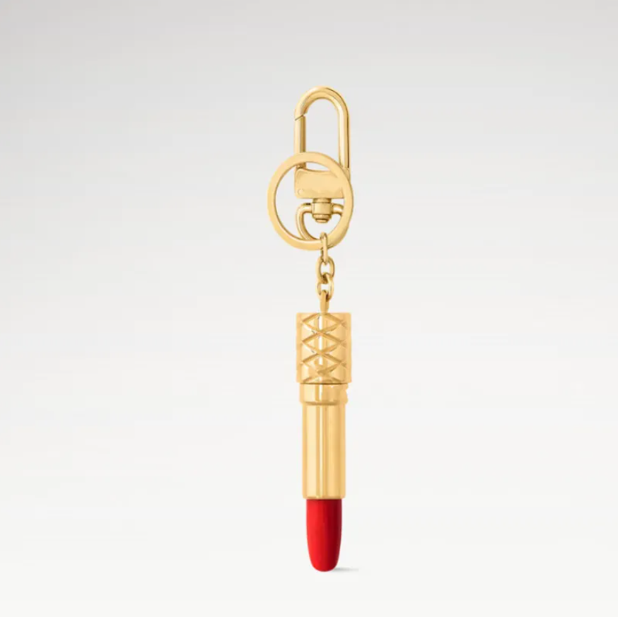 New Luxury Lipstick Keychains 18K Gold Lipstick Car Keyring Charms Fashion Designer Lanyards Key Rings Bags Pendant High Quality Accessories - Image 5