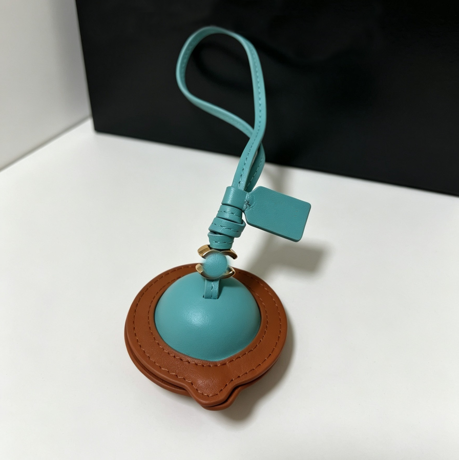 New Genuine Leather Mini Planet Bag Charm Designer Keychain Luxury Letter Keyring for Men Women Purse Charm Premium Hardware Key Fob Holiday Gift - Image 4