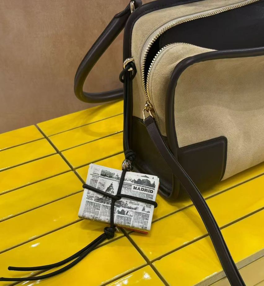 Luxury Madrid Newspaper Print Leather Bag Charm Keychain For Purse Women Bag Charms Trendy Cardholder Accessory Mini Key Chain gift - Image 4